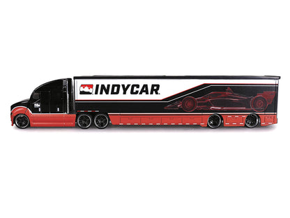 IndyCar Hauler Black and Red with Graphics 1/64 Diecast Model Car
