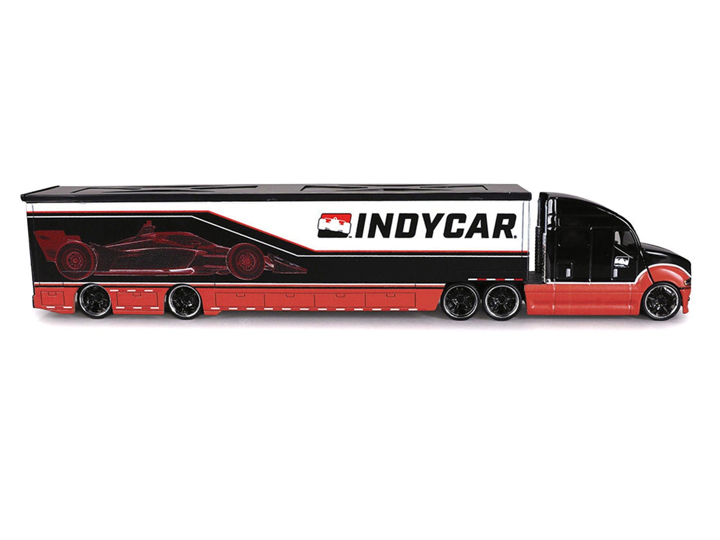 IndyCar Hauler Black and Red with Graphics 1/64 Diecast Model Car
