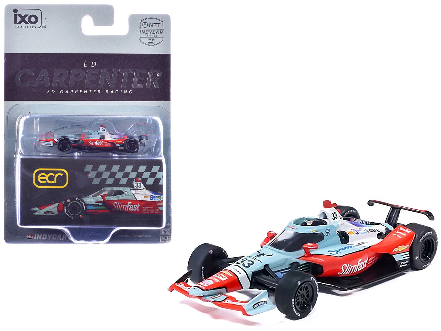Dallara IndyCar #33 Ed Carpenter "Slim Fast" Ed Carpenter Racing (Road Course Configuration) "NTT IndyCar Series" (2026) 1/64 Diecast Model Car