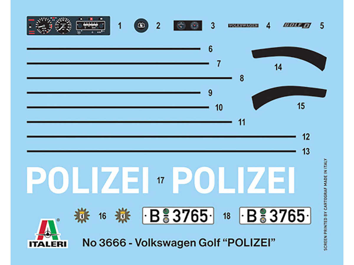 Skill 3 Model Kit 1978 Volkswagen Golf "Berlin Polizei (Police) Department" 1/24 Scale Model