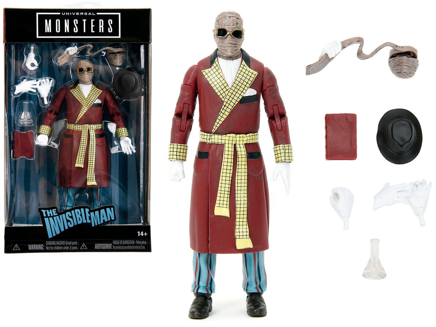 The Invisible Man 6" Moveable Figure with Accessories and Alternate Head and Hands "Universal Monsters" Series