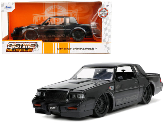1987 Buick Grand National Black Metallic "Blackbird" "Bigtime Muscle" Series 1/24 Diecast Model Car