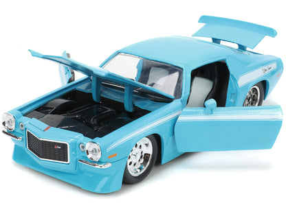 1971 Chevrolet Camaro Z/28 Light Blue with White Stripes "Bigtime Muscle" Series 1/24 Diecast Model Car