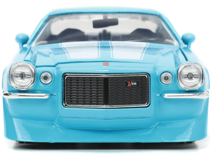 1971 Chevrolet Camaro Z/28 Light Blue with White Stripes "Bigtime Muscle" Series 1/24 Diecast Model Car