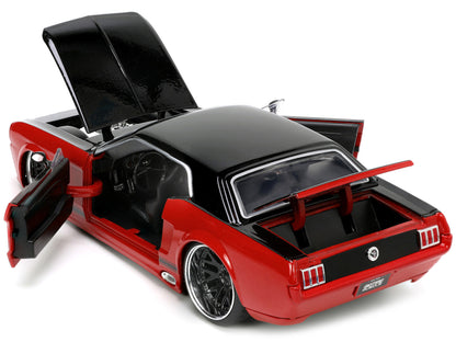 1965 Ford Mustang Custom Red and Black "Bigtime Muscle" Series 1/24 Diecast Model Car