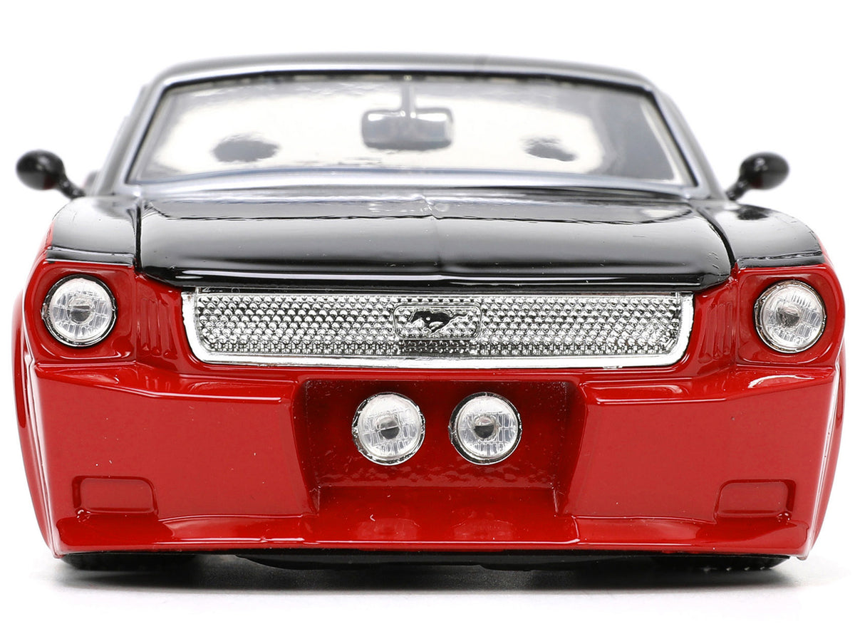 1965 Ford Mustang Custom Red and Black "Bigtime Muscle" Series 1/24 Diecast Model Car