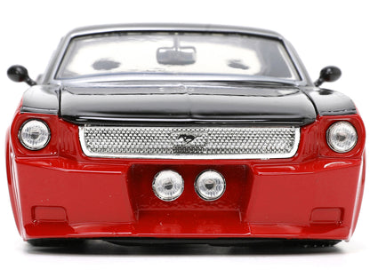1965 Ford Mustang Custom Red and Black "Bigtime Muscle" Series 1/24 Diecast Model Car