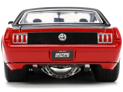1965 Ford Mustang Custom Red and Black "Bigtime Muscle" Series 1/24 Diecast Model Car