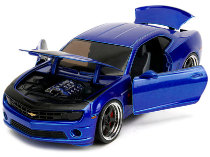 2010 Chevrolet Camaro Candy Blue with Black Hood "Bigtime Muscle" Series 1/24 Diecast Model Car