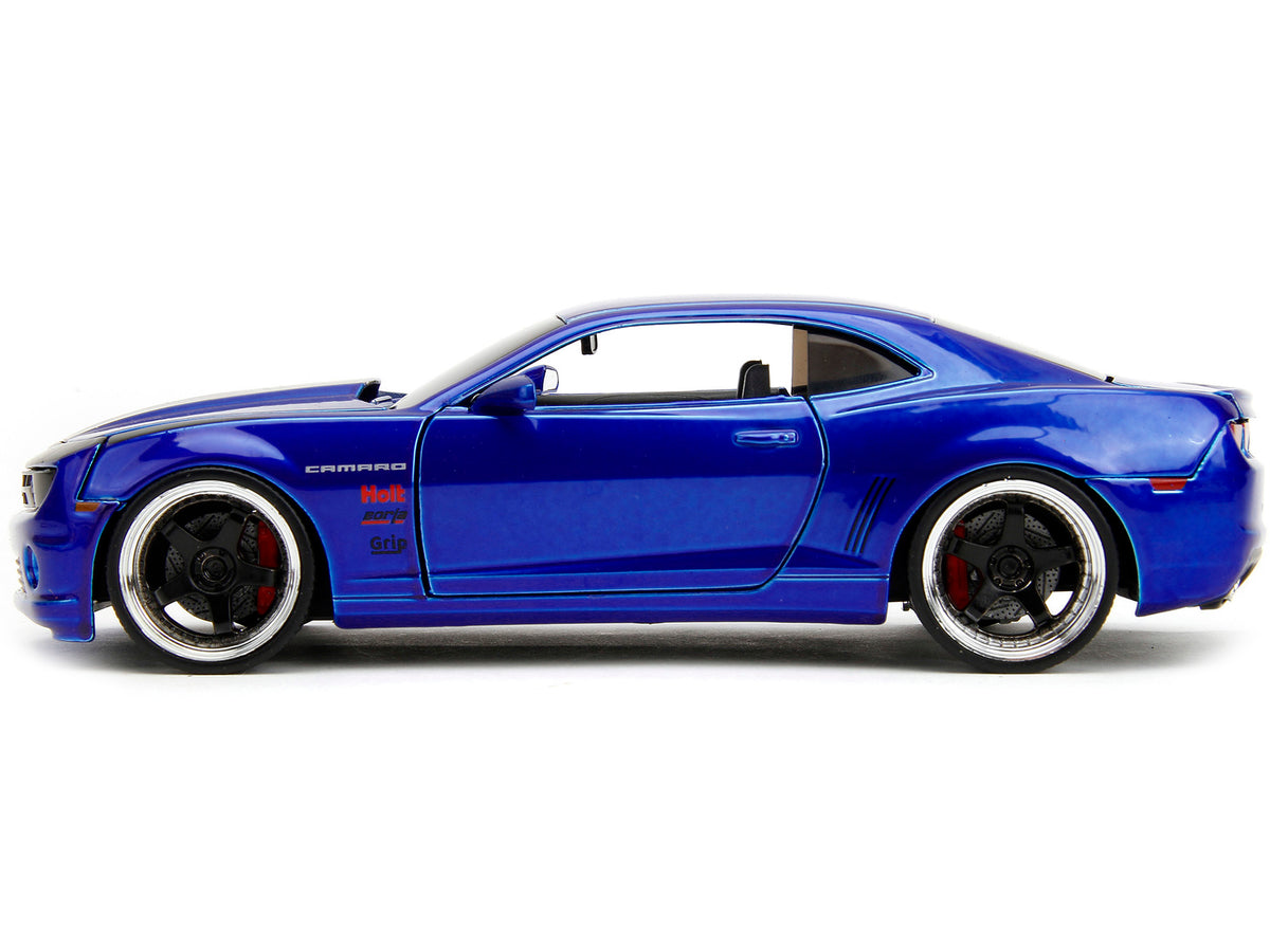 2010 Chevrolet Camaro Candy Blue with Black Hood "Bigtime Muscle" Series 1/24 Diecast Model Car