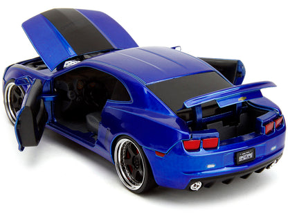 2010 Chevrolet Camaro Candy Blue with Black Hood "Bigtime Muscle" Series 1/24 Diecast Model Car