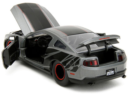 2010 Ford Mustang GT Matt Gray Metallic with Black Graphics and Stripes "Ford Performance" "Bigtime Muscle" Series 1/24 Diecast Model Car
