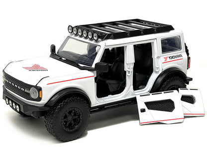 2021 Ford Bronco White with Red Stripes and Roof Rack "Yokohama Tires" "Just Trucks" Series 1/24 Diecast Model Car