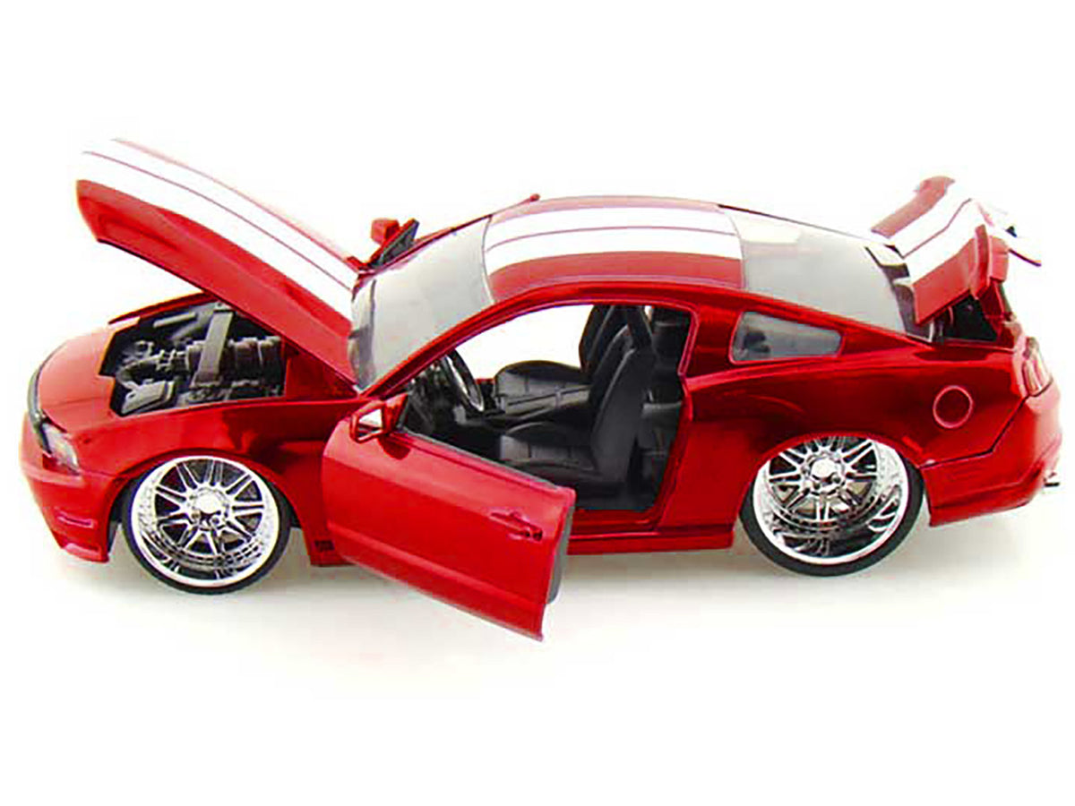 2010 Ford Mustang GT Red Metallic with White Stripes "Bigtime Muscle" Series 1/24 Diecast Model Car
