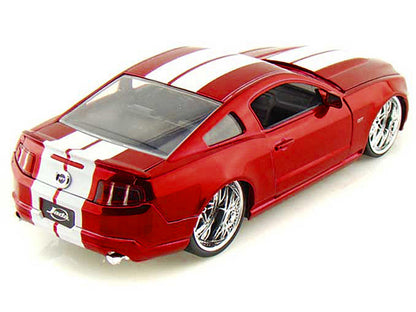 2010 Ford Mustang GT Red Metallic with White Stripes "Bigtime Muscle" Series 1/24 Diecast Model Car