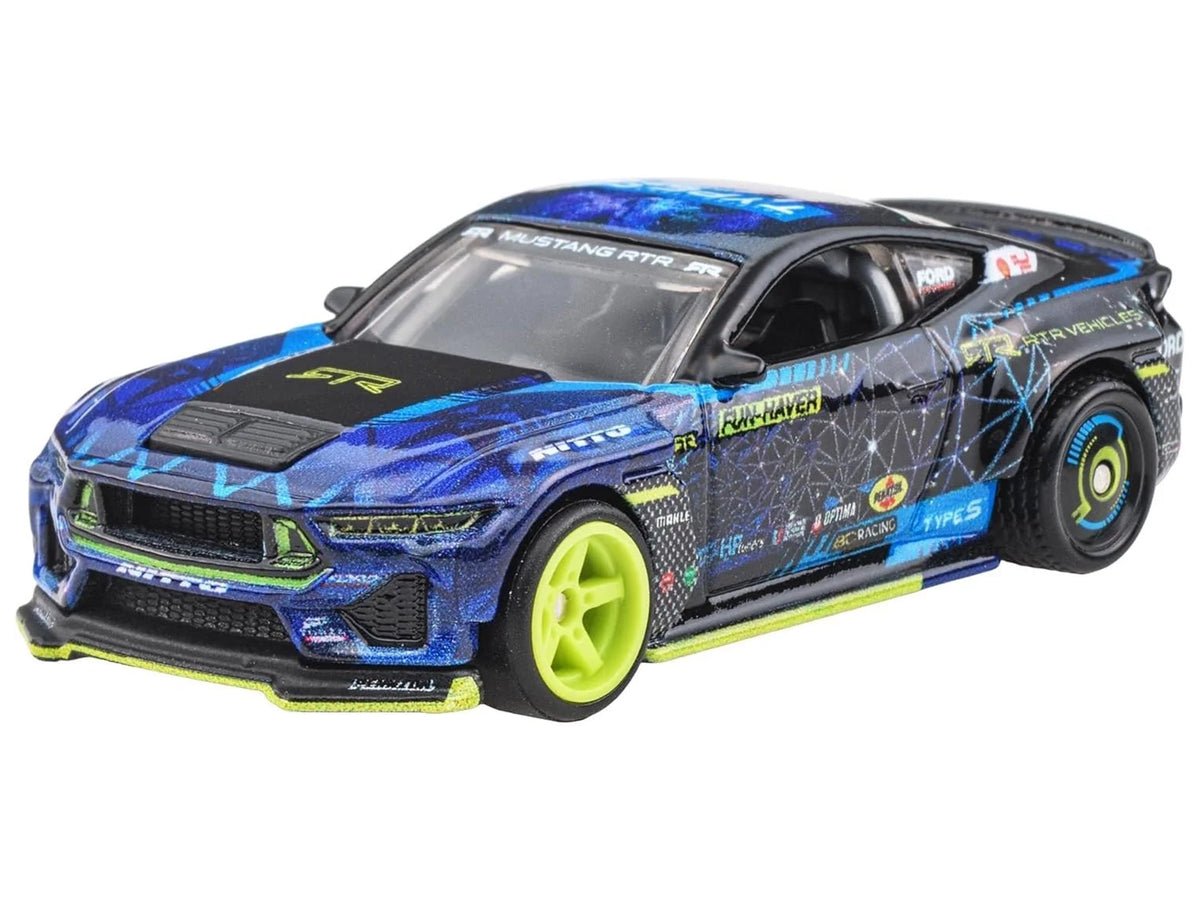 2024 Ford Mustang RTR Spec 5-FD Dark Blue with Graphics "Circuit Legends" Series Diecast Model Car