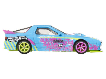 Mazda RX7 FC PANDEM Blue with Graphics "Silhouettes" Series Diecast Model Car