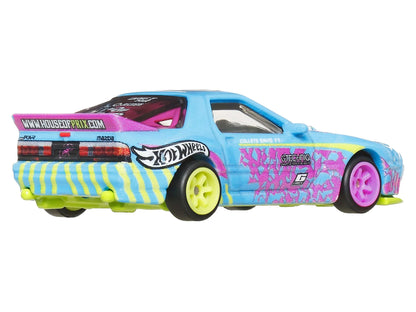 Mazda RX7 FC PANDEM Blue with Graphics "Silhouettes" Series Diecast Model Car