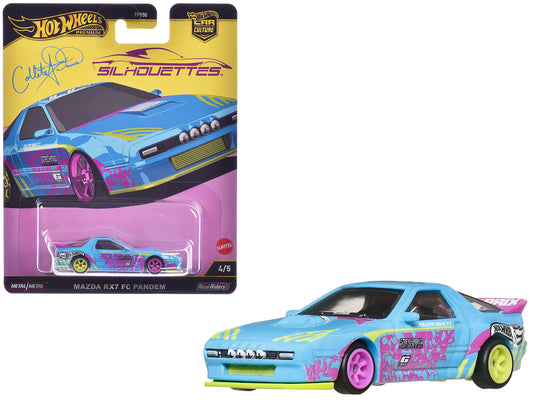 Mazda RX7 FC PANDEM Blue with Graphics "Silhouettes" Series Diecast Model Car