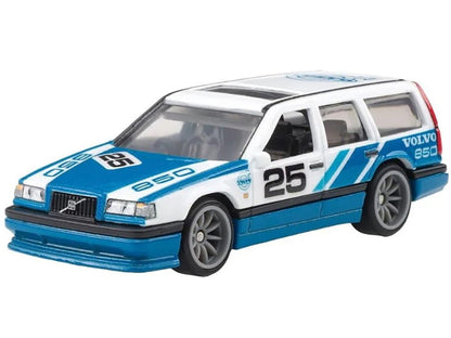 Volvo 850 Estate Wagon #25 Blue and White "Fast Wagons" Series Diecast Model Car
