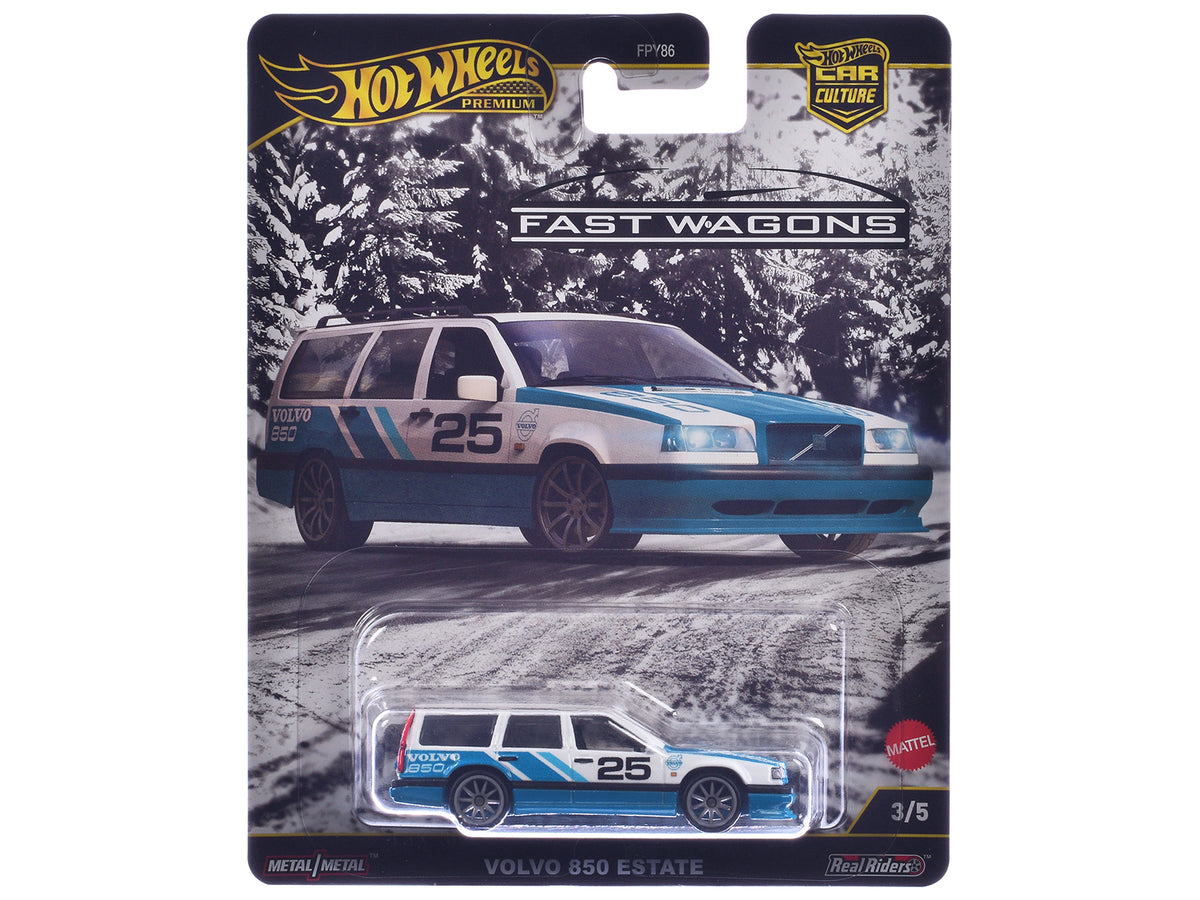 Volvo 850 Estate Wagon #25 Blue and White "Fast Wagons" Series Diecast Model Car