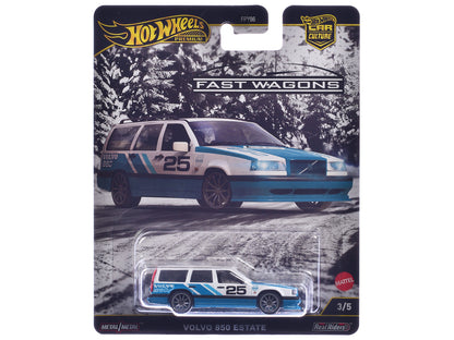Volvo 850 Estate Wagon #25 Blue and White "Fast Wagons" Series Diecast Model Car