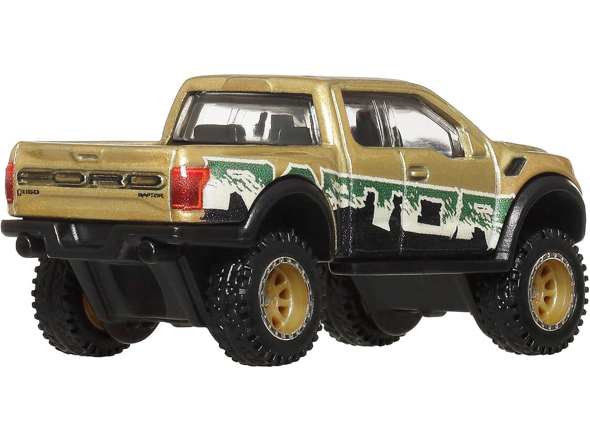 2017 Ford F-150 Raptor Pickup Truck Gold Metallic with Graphics "HW Off Road" Series Diecast Model Car