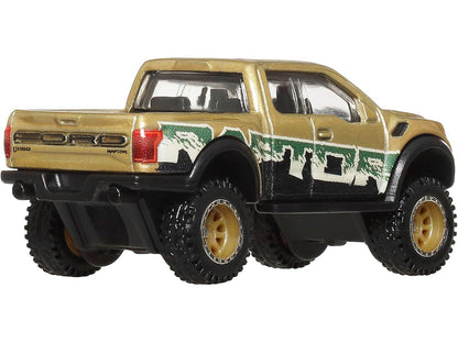 2017 Ford F-150 Raptor Pickup Truck Gold Metallic with Graphics "HW Off Road" Series Diecast Model Car