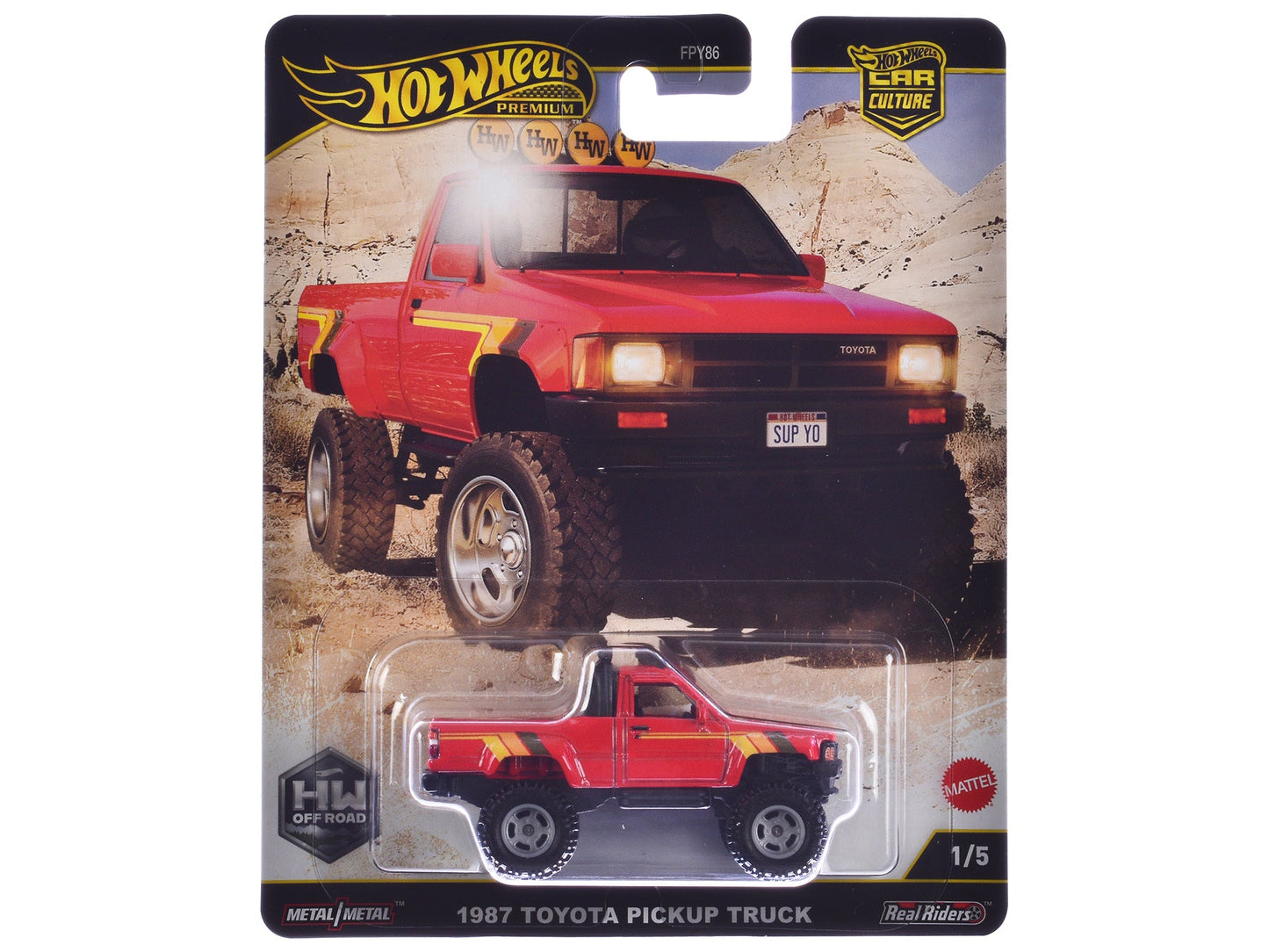 1987 Toyota Pickup Truck Red with Stripes "HW Off Road" Series Diecast Model Car