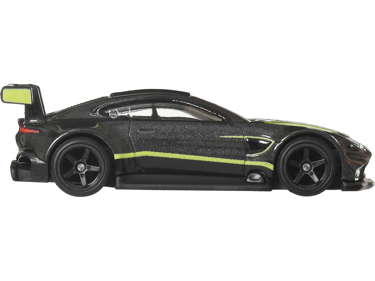 Aston Martin Vantage GTE Dark Gray Metallic with Lime Green Stripes "Euro Speed" Series Diecast Model Car