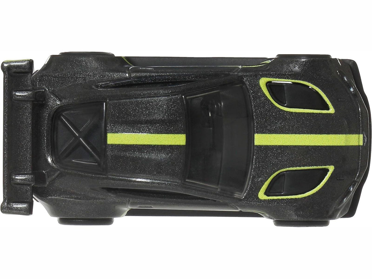 Aston Martin Vantage GTE Dark Gray Metallic with Lime Green Stripes "Euro Speed" Series Diecast Model Car