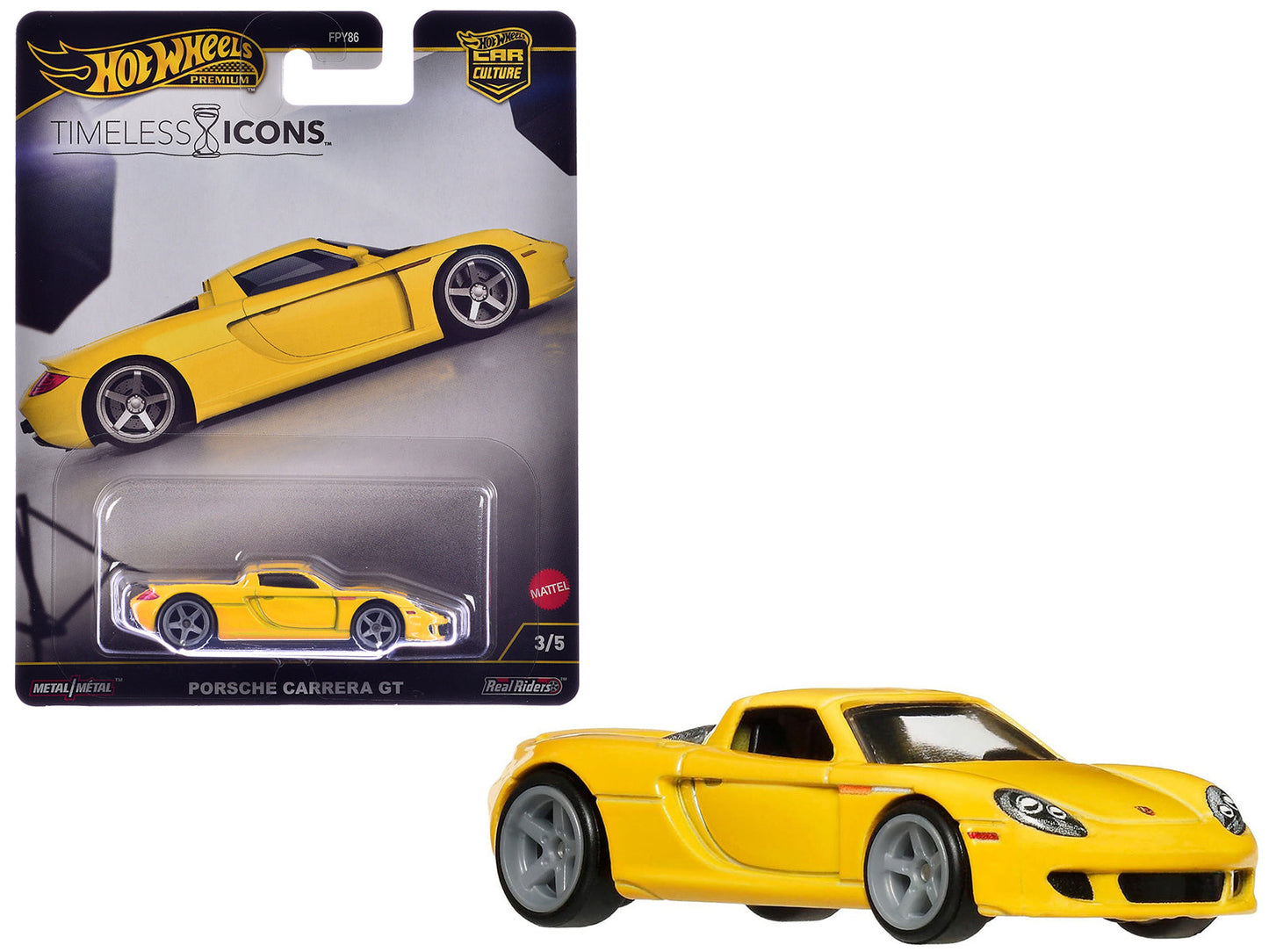 Porsche Carrera GT Yellow "Timeless Icons" Series Diecast Model Car