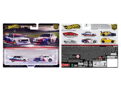 BMW 320 Group 5 #12 White with Stripes and 2001 BMW M3 GTR #3 White with Stripes "Car Culture" Set of 2 Cars Diecast Model Cars
