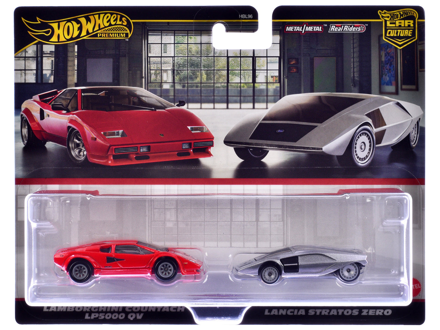 Lamborghini Countach LP5000 QV Red and Lancia Stratos Zero Gray Metallic "Car Culture" Set of 2 Cars Diecast Model Cars