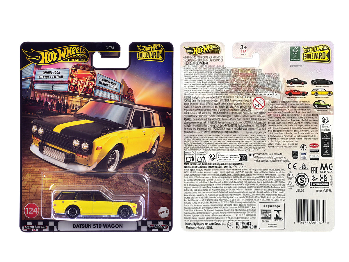 Datsun 510 Wagon Yellow and Black "Boulevard" Series Diecast Model Car