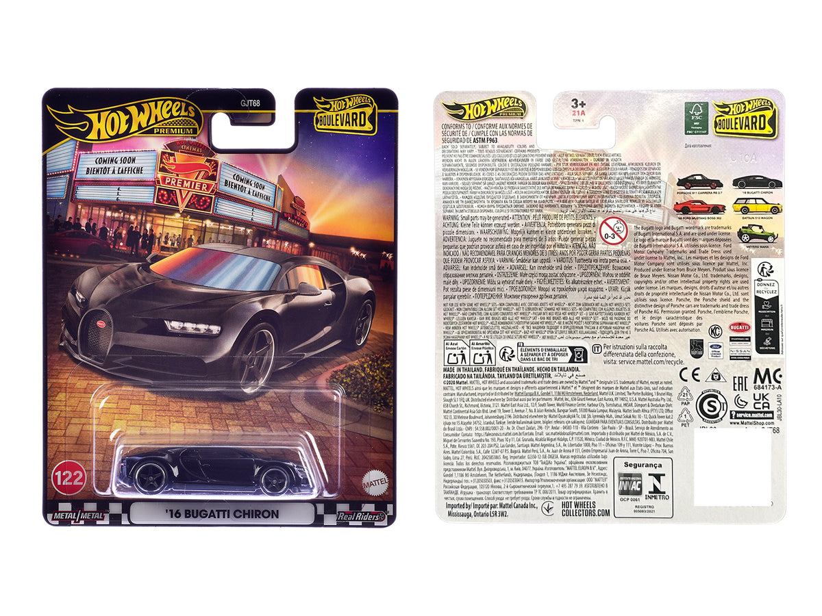 2016 Bugatti Chiron Black "Boulevard" Series Diecast Model Car