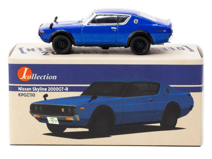 Nissan Skyline 2000GT-R KPGC110 RHD (Right Hand Drive) Blue Metallic "J Collection" Series 1/64 Diecast Model
