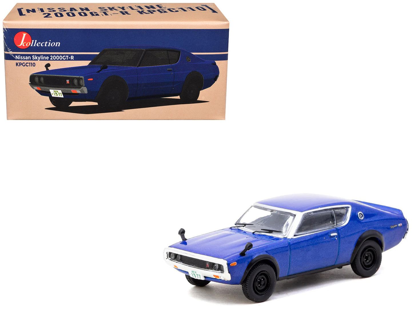 Nissan Skyline 2000GT-R KPGC110 RHD (Right Hand Drive) Blue Metallic "J Collection" Series 1/64 Diecast Model