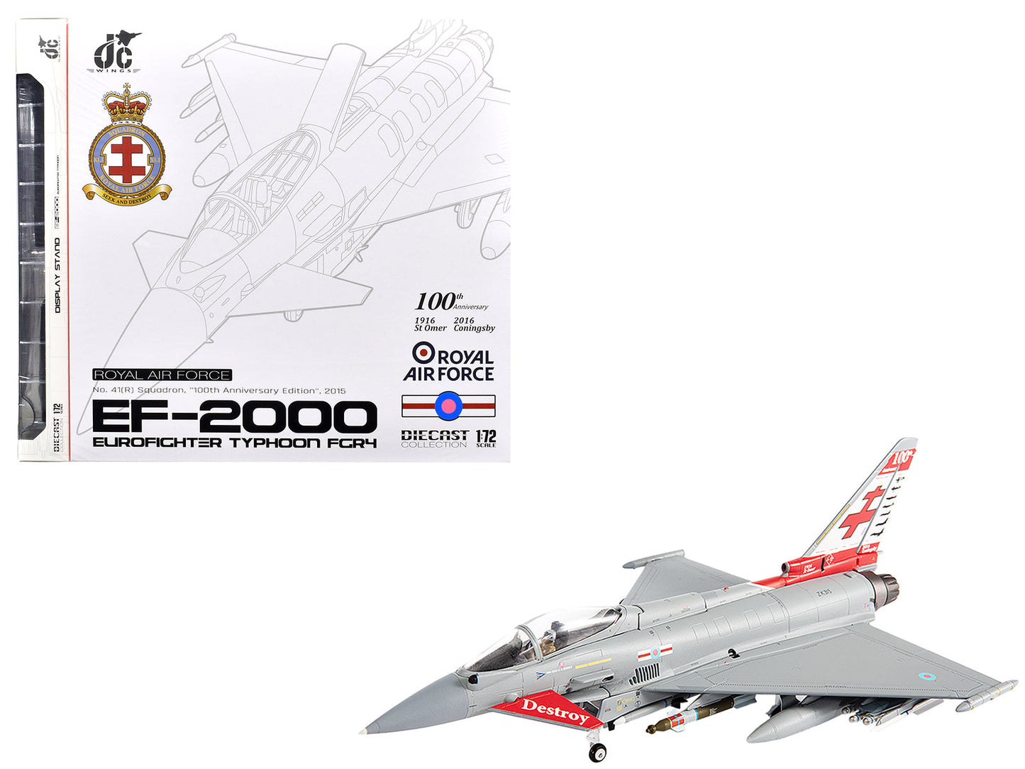 Eurofighter Typhoon FGR4 EF-2000 Aircraft "No.41(R) Squadron 100th Anniversary" (2016) British Royal Air Force 1/72 Diecast Model