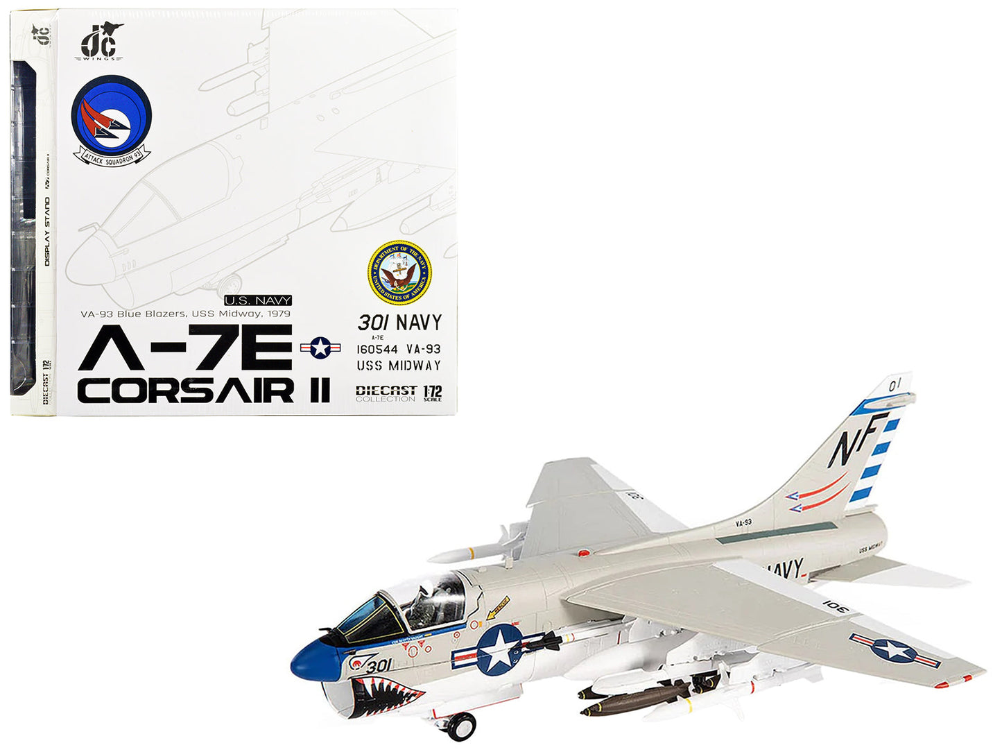 Vought A-7E Corsair II Attack Aircraft "VA-93 Blue Blazers USS Midway" (1979) United States Navy 1/72 Diecast Model