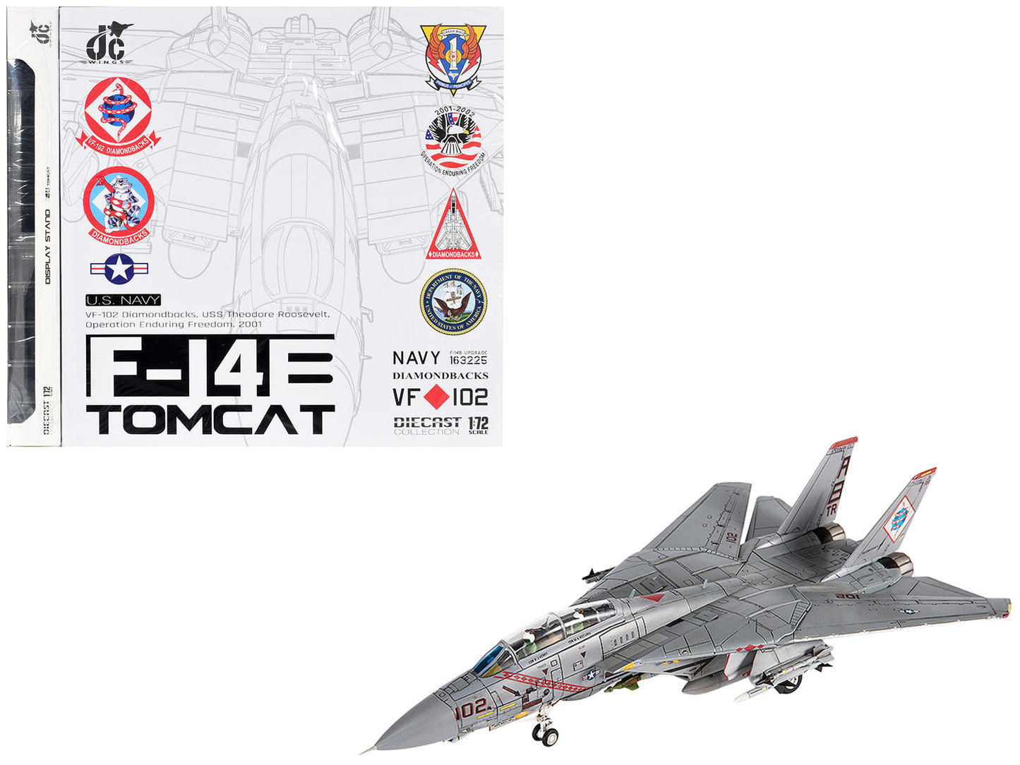 Grumman F-14B Tomcat Fighter Aircraft "VF-102 Diamondbacks Operation Enduring Freedom" (2001) United States Navy 1/72 Diecast Model