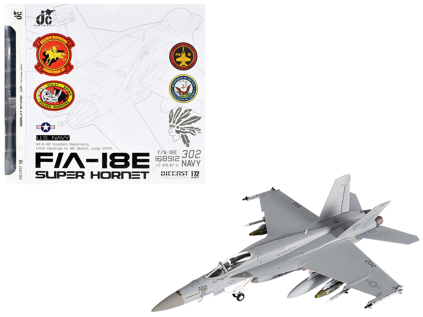 Boeing F/A-18E Super Hornet Aircraft "VFA-87 Golden Warriors USS George H. W. Bush" (2017) United States Navy 1/72 Diecast Model