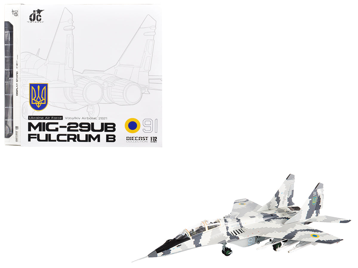Mikoyan MiG-29UB Fulcrum-B Fighter Aircraft "Vasylkiv Air Base Ukraine" (2021) Ukrainian Air Force 1/72 Diecast Model