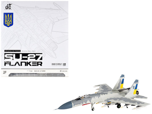 Sukhoi Su-27 Flanker Aircraft "Ukraine War" (2023) Ukrainian Air Forces 1/72 Diecast Model