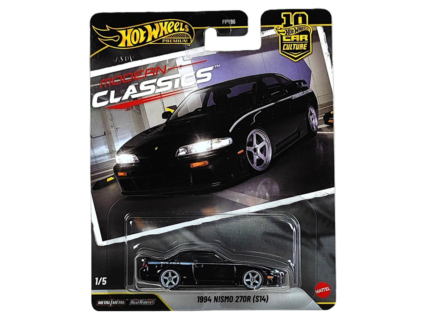 1994 Nissan Nismo 270R (S14) RHD (Right Hand Drive) Black with White Stripes "Modern Classics" Series Diecast Model Car