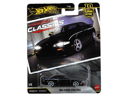 1994 Nissan Nismo 270R (S14) RHD (Right Hand Drive) Black with White Stripes "Modern Classics" Series Diecast Model Car