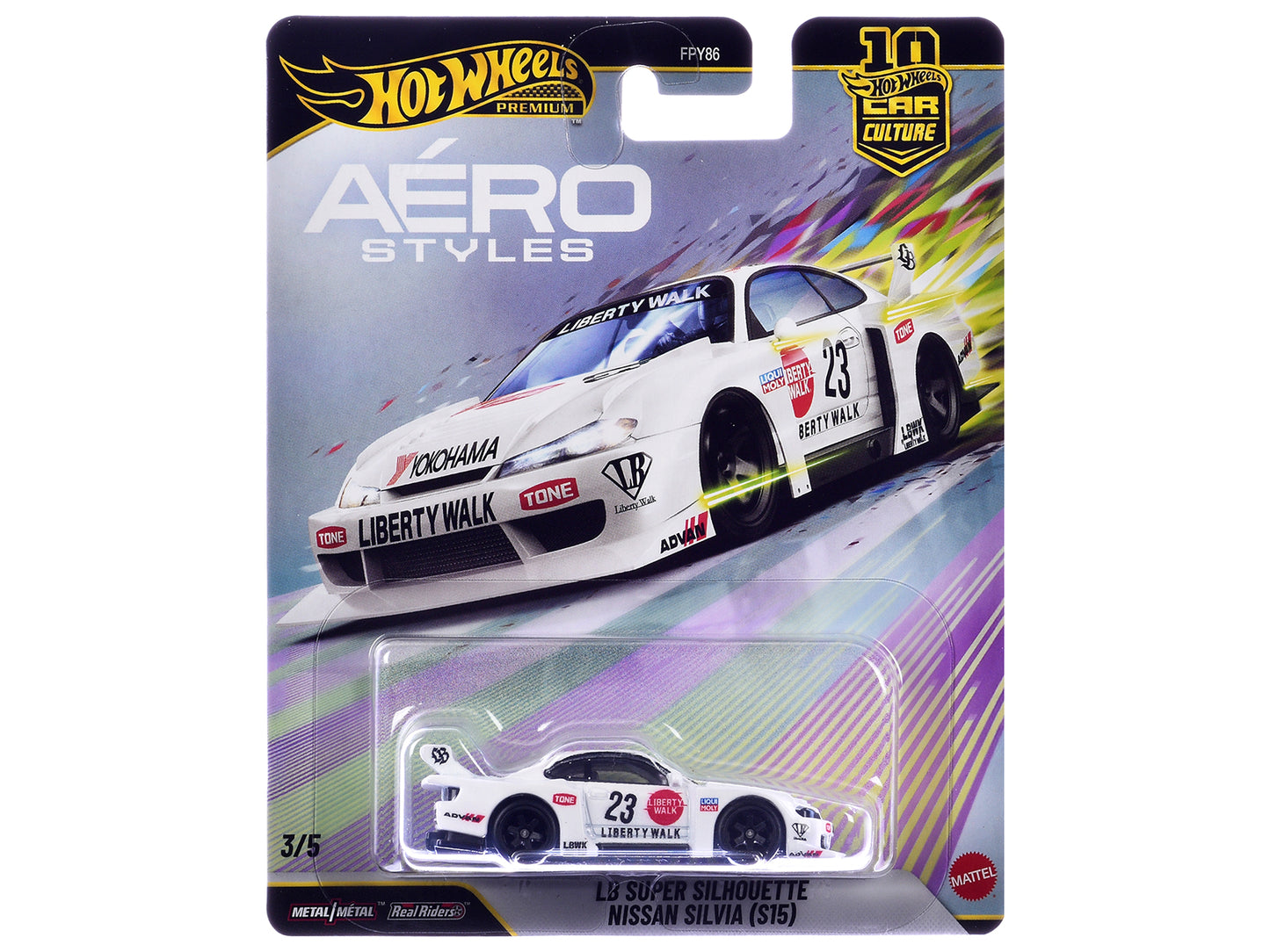 Nissan Silvia (S15) LB Super Silhouette RHD (Right Hand Drive) #23 White with Graphics "Aero Styles" Series Diecast Model Car