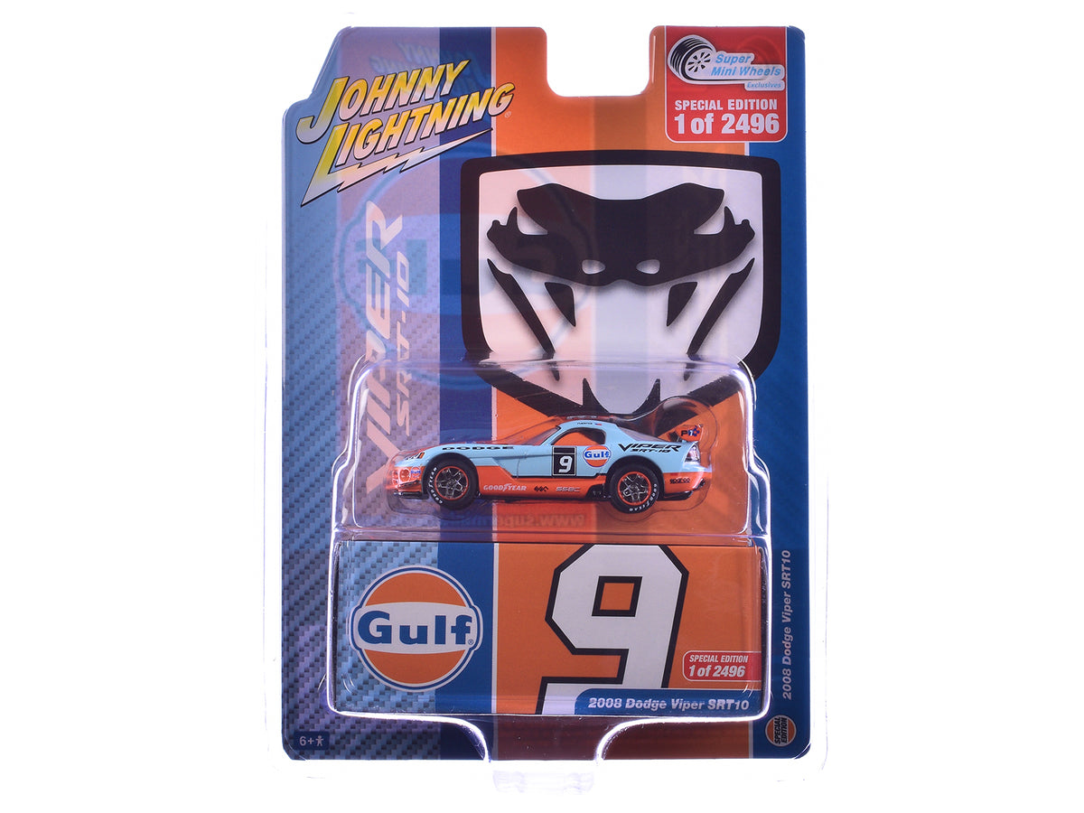 2008 Dodge Viper SRT10 #9 "Gulf Oil" Light Blue and Orange Limited Edition to 2496 pieces Worldwide 1/64 Diecast Model Car
