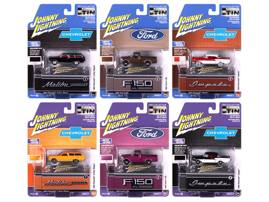 Johnny Lightning Collector's Tin 2025 Set of 6 Cars Release 2 Limited Edition 1/64 Diecast Model Cars