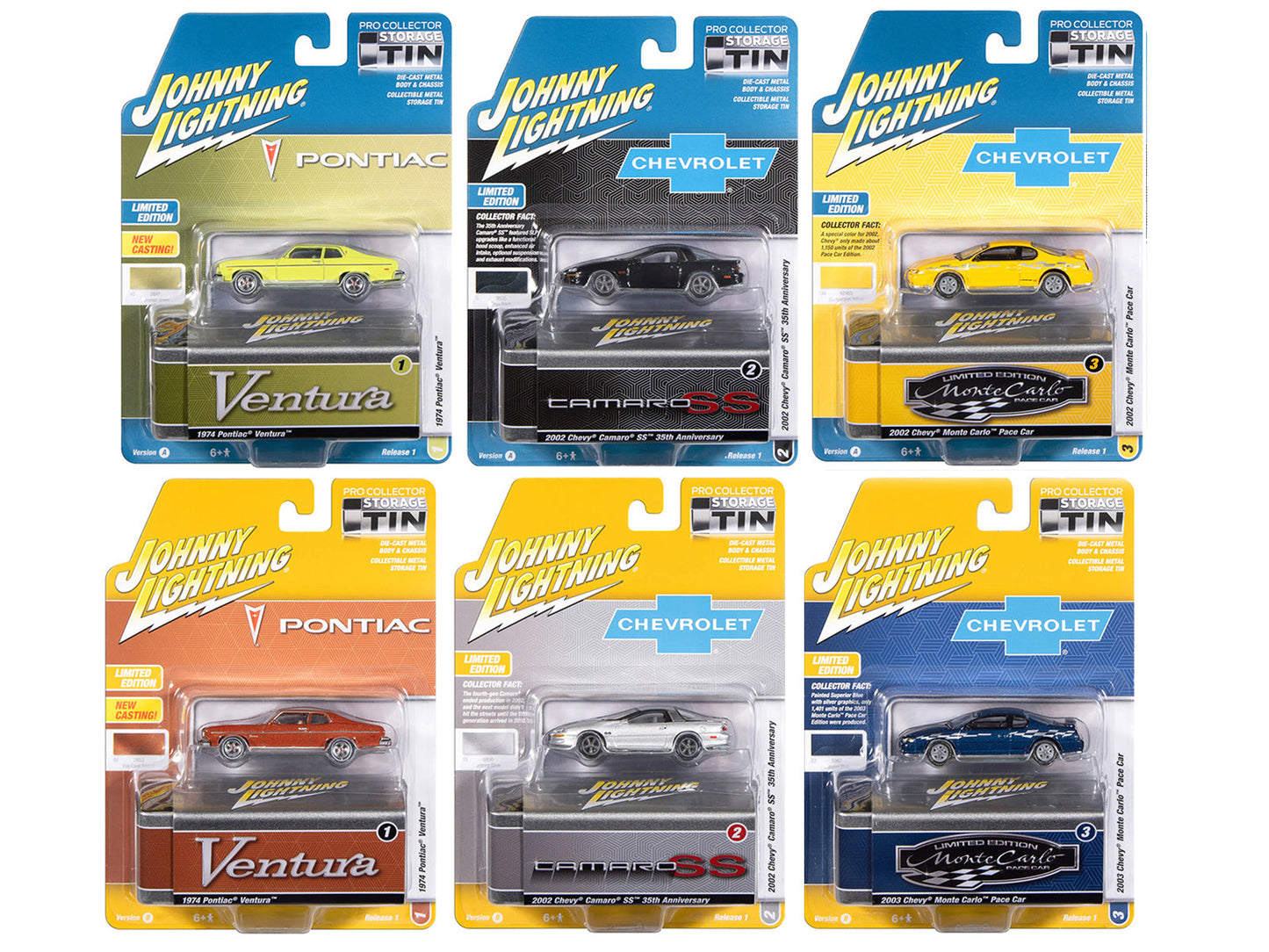 Johnny Lightning Collector's Tin 2026 Set of 6 Cars Release 1 Limited Edition 1/64 Diecast Model Cars